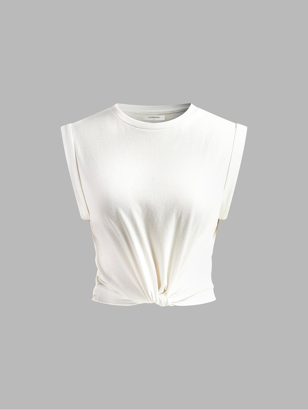 Commense Sleeveless Twist-Front Crop Top - White